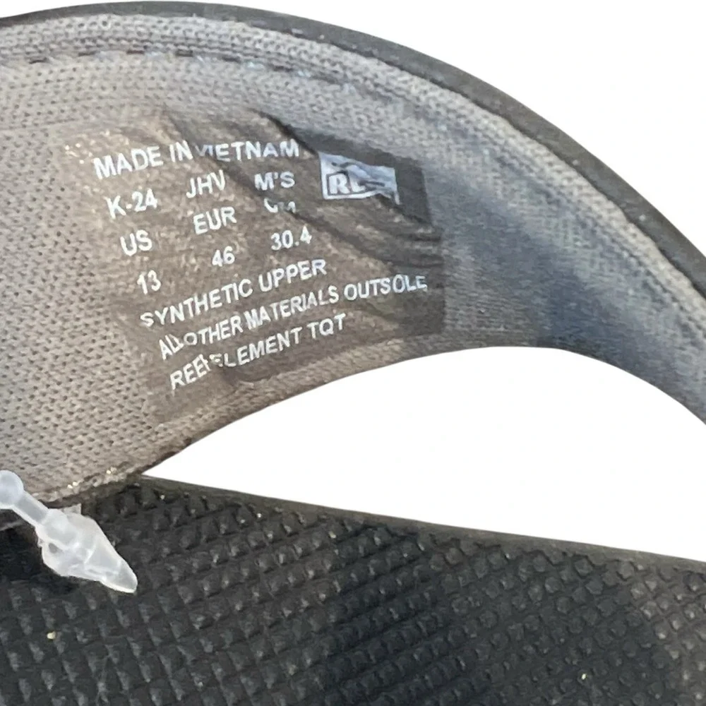 Reef Bottle Opener Flip Flops Mens‎ Sz 13 Black Silver Sandal Comfort Beach NWT